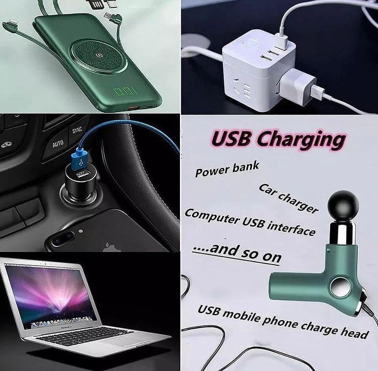 Deep Tissue Handheld Massage Gun With Four Different Heads, USB Charging Gun Massager With 6 Speed Levels Deep Tissue Handheld Massage Gun With Four Different Heads, USB Charging Gun Massager With 6 Speed Levels